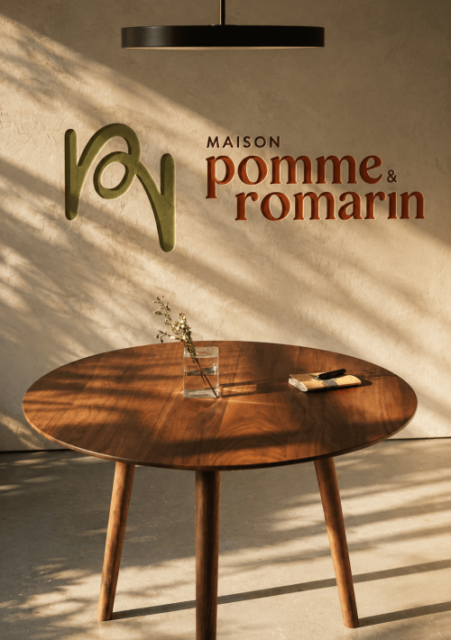 Logo mur maison pomme et romarin